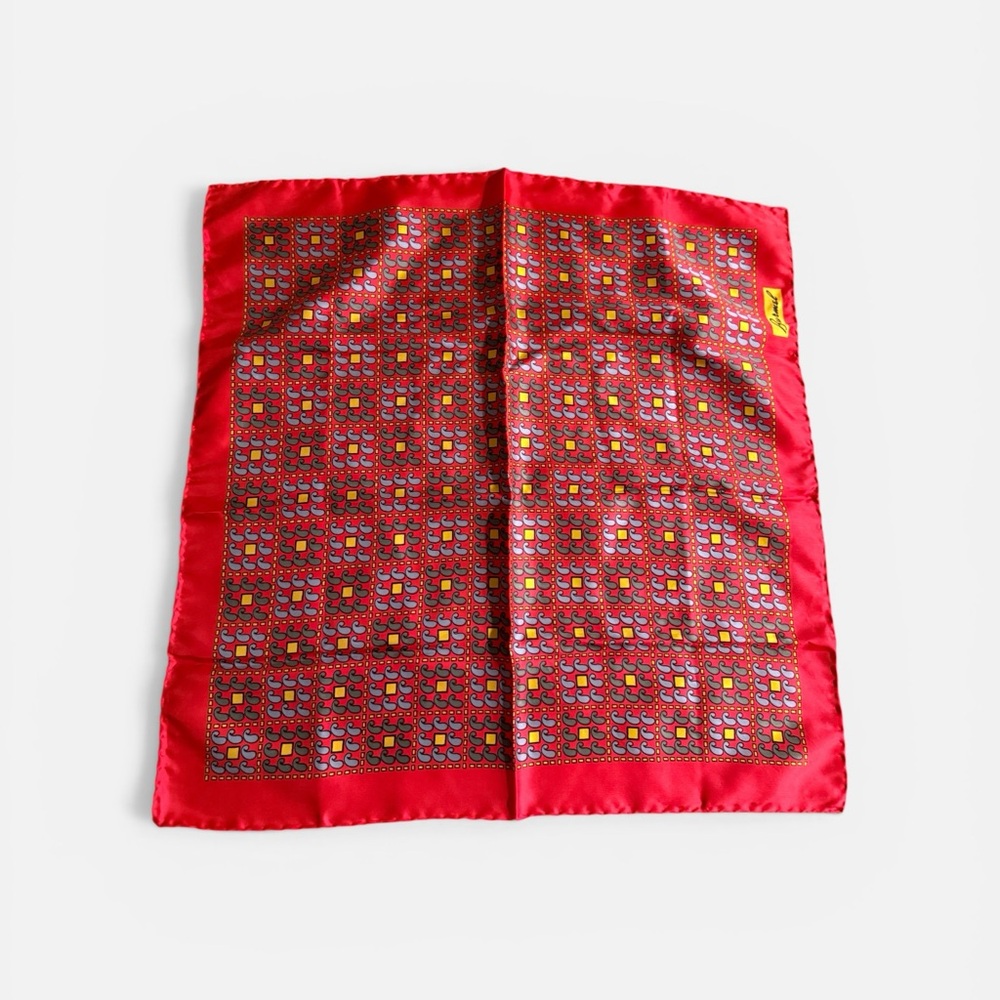 Vintage Brumel silk hand rolled Red Patterned Scarf
